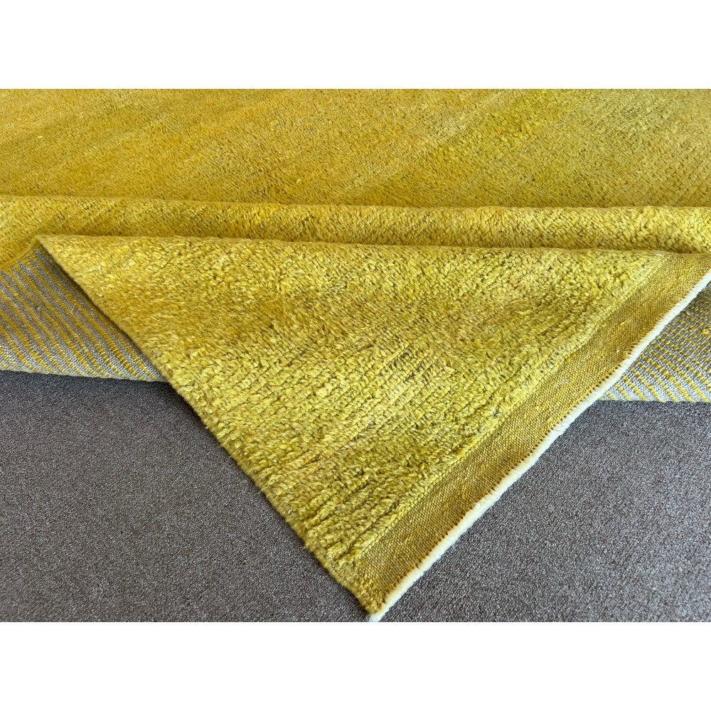 Hand-knotted Rug in Solid Yellow Color. 100% Wool. Contemporary Handmade Carpet. Custom Options Available. Made to Measure