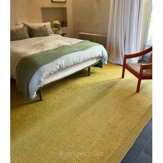 Hand-knotted Rug in Solid Yellow Color. 100% Wool. Contemporary Handmade Carpet. Custom Options Available. Made to Measure