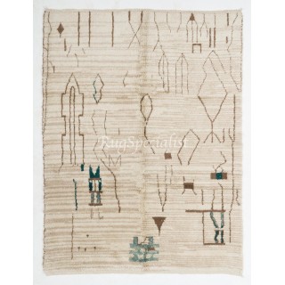 Contemporary Hand Knotted Moroccan Rug. 100% Natural Undyed Wool. Custom Options Available