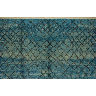 Modern Moroccan Berber Tulu Rug in Indigo Blue, 100% Wool, Custom Options Available