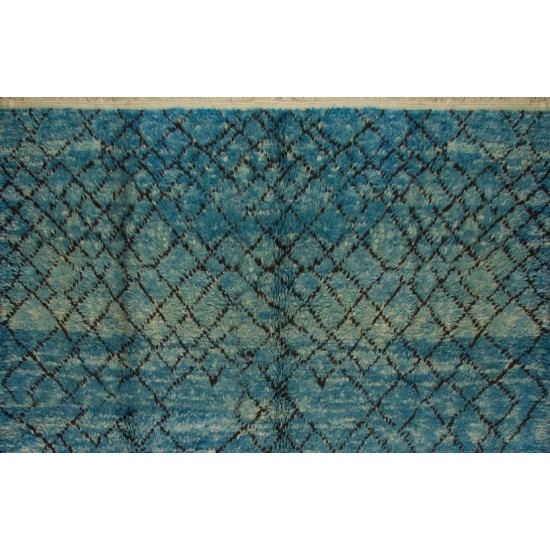 Modern Moroccan Berber Wool Rug in Indigo Blue, Custom Options Available Modern Moroccan Berber Wool Rug in Indigo Blue, Custom Options Available