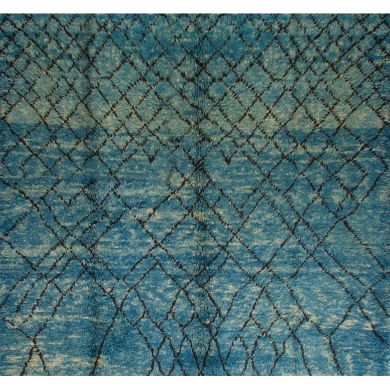 Modern Moroccan Berber Wool Rug in Indigo Blue, Custom Options Available Modern Moroccan Berber Wool Rug in Indigo Blue, Custom Options Available