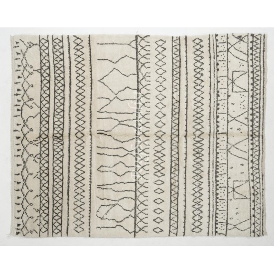 Boho Chic Moroccan Rug, 100% Natural Undyed Wool, Custom Options Available