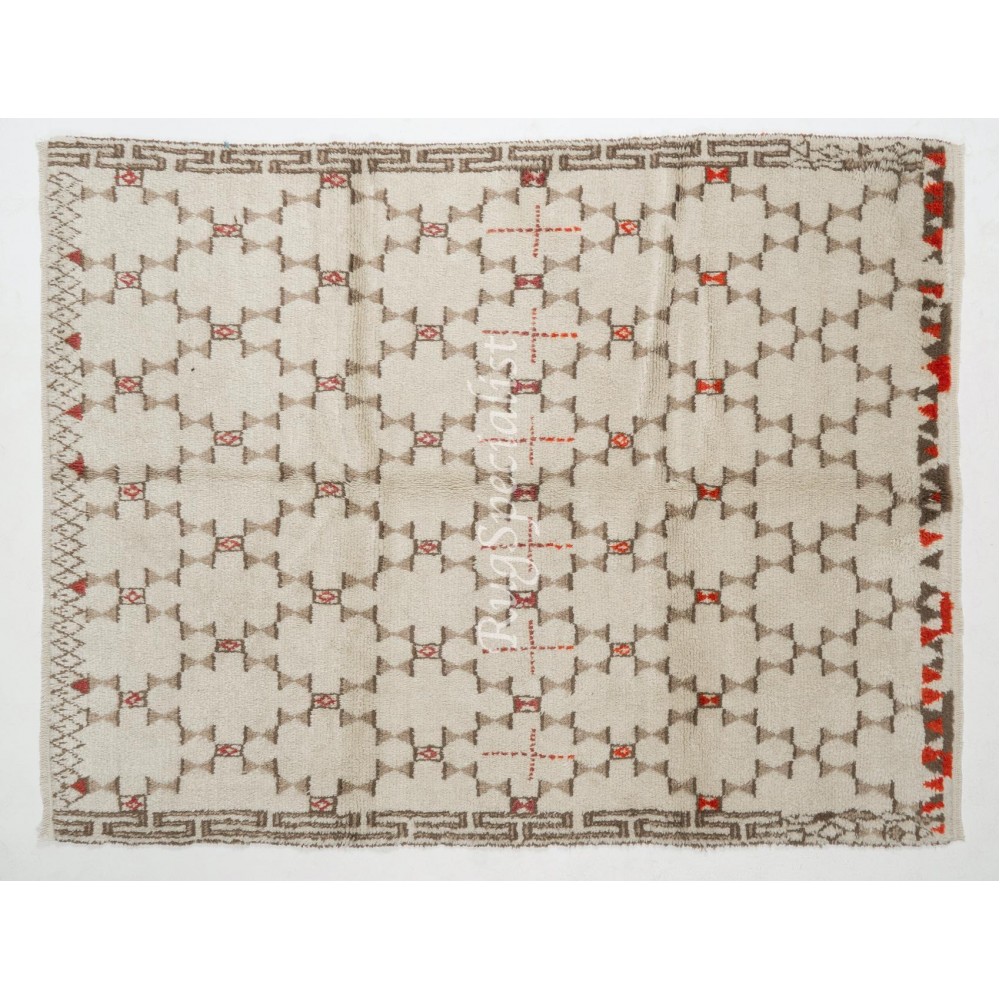 Modern Moroccan Tulu Rug, 100% Natural Undyed Wool, Custom Options Available