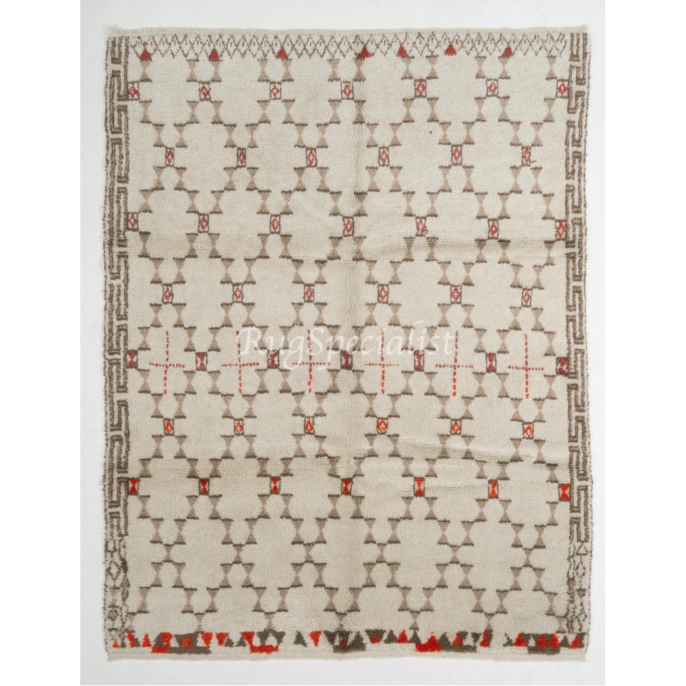 Modern Moroccan Tulu Rug, 100% Natural Undyed Wool, Custom Options Available