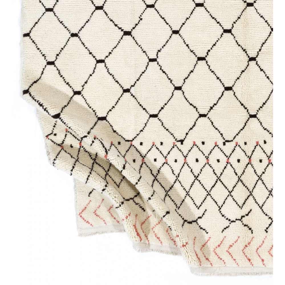 Moroccan Rug Made of Natural Ivory and Brown Wool