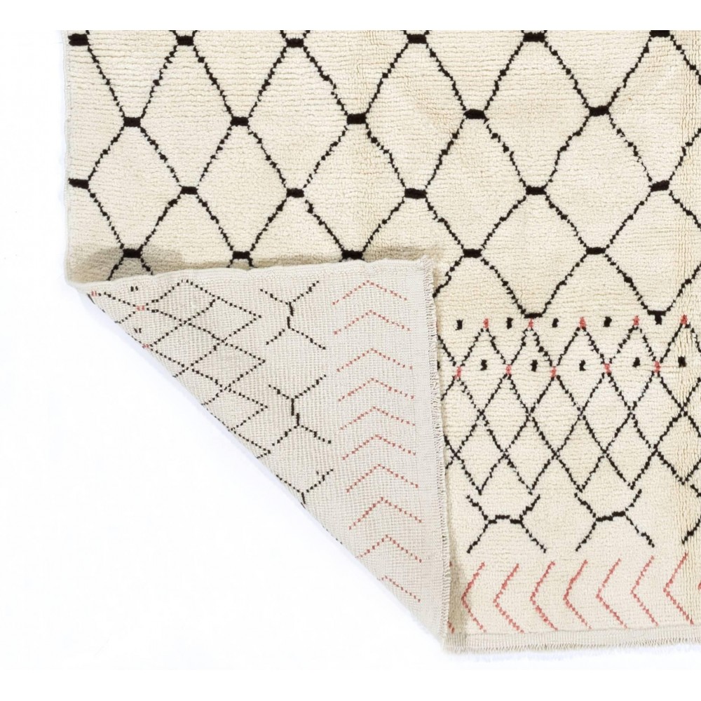 Moroccan Rug Made of Natural Ivory and Brown Wool
