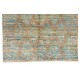 Handmade Moroccan Rug in Soft Blue Green, Rust Colors. Custom Options Available