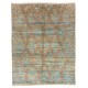 Handmade Moroccan Rug in Soft Blue Green, Rust Colors. Custom Options Available 