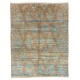 Handmade Moroccan Rug in Soft Blue Green, Rust Colors. Custom Options Available