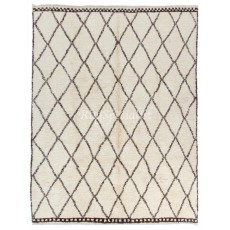 Moroccan Beni Ourain Handmade Tulu Rug Made of Natural Ivory & Brown Wool