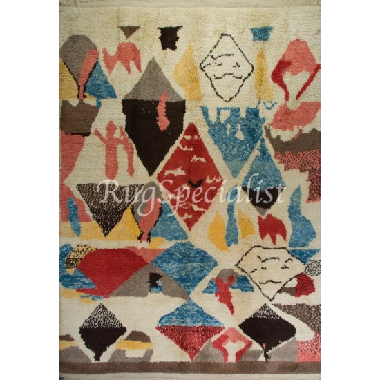 Colorful Handmade Wool Rug with Modern Moroccan Style. Great for Kids Room Colorful Handmade Wool Rug with Modern Moroccan Style. Great for Kids Room