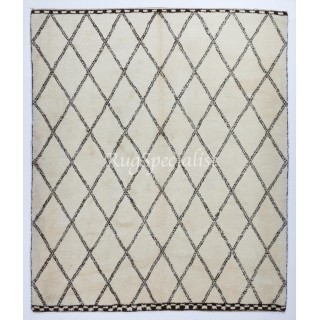 Contemporary Moroccan "Tulu" Rug in Beige & Brown. 100% Soft Natural Wool. HandKnotted Diamond Design Carpet, Custom Options Available