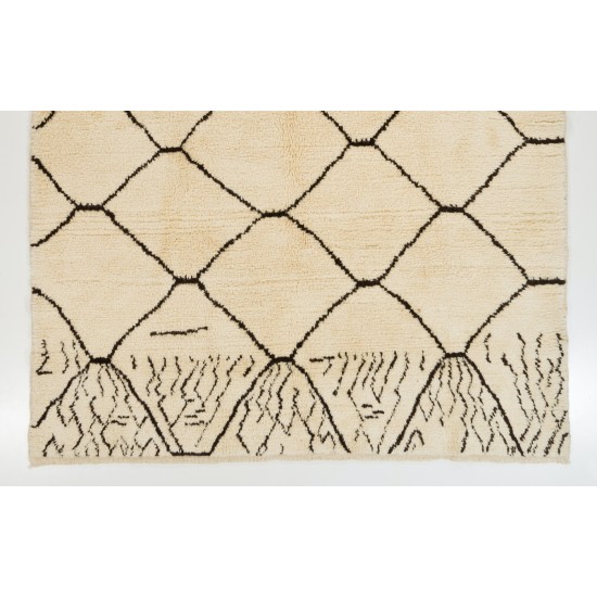 Contemporary Moroccan Rug, 100% Natural Undyed Wool. Custom Options