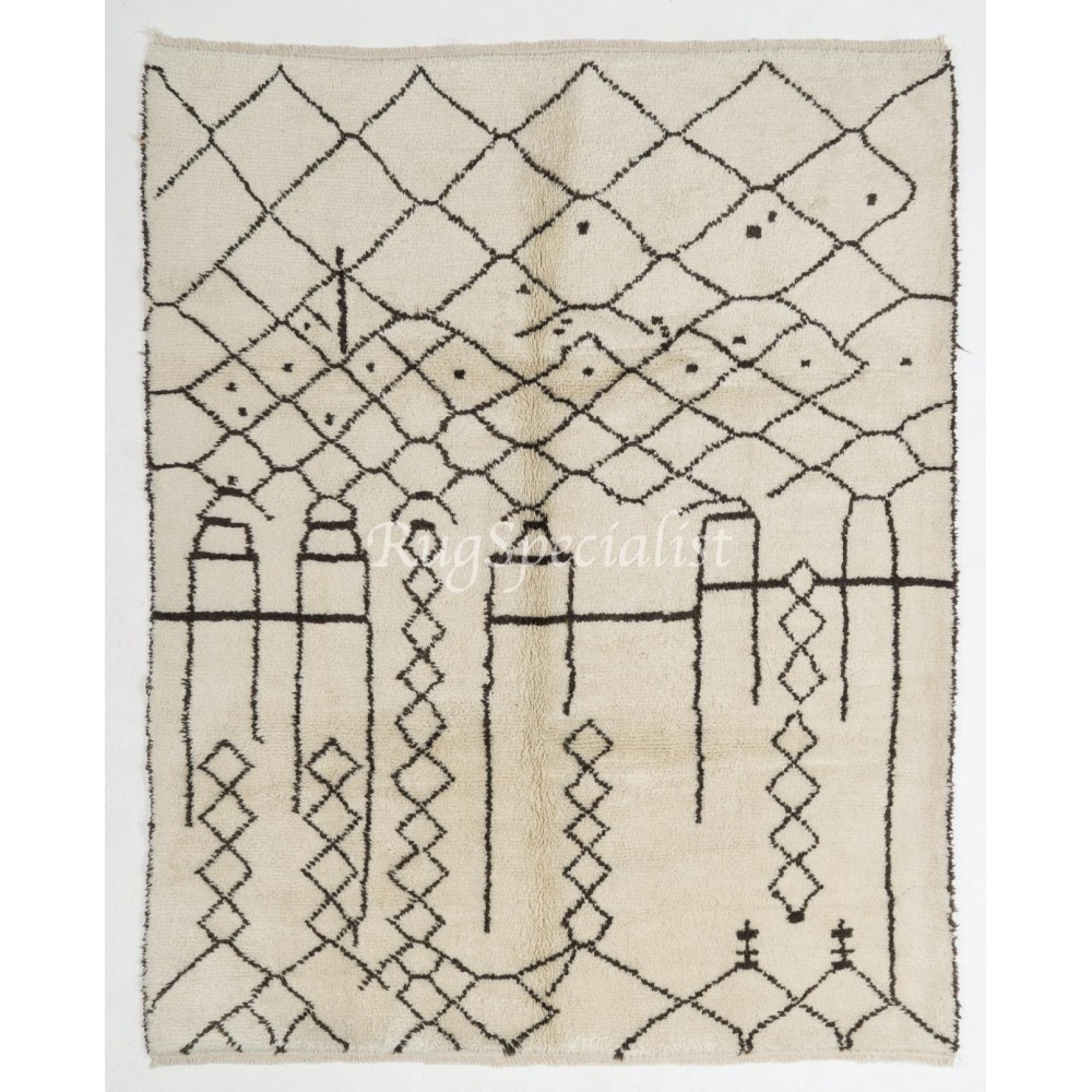 Boho Chic Moroccan Tulu Rug, 100% Natural Undyed Wool, Custom Options Available