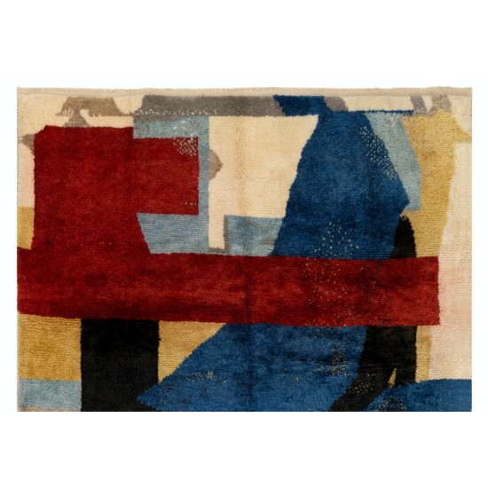 Contemporary Hand Knotted Rug with Abstract Design, 100% Soft, Velvety Wool, Custom Options Available Contemporary Hand Knotted Rug with Abstract Design, 100% Soft, Velvety Wool, Custom Options Available