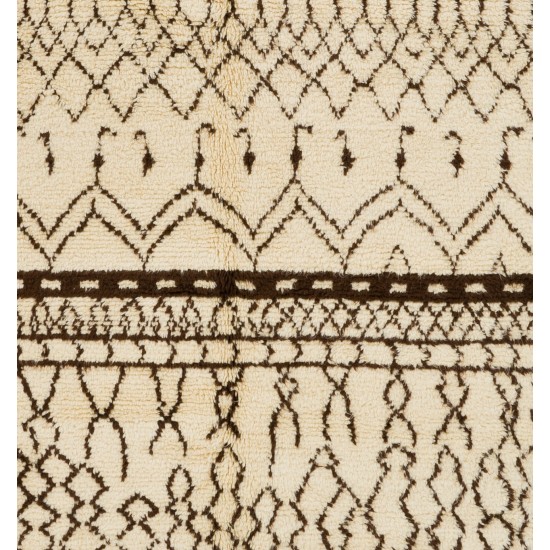 Custom Size Handmade Moroccan Tulu Rug for Modern Living Room, New Shaggy Carpet Made of Natural Beige and Brown Wool