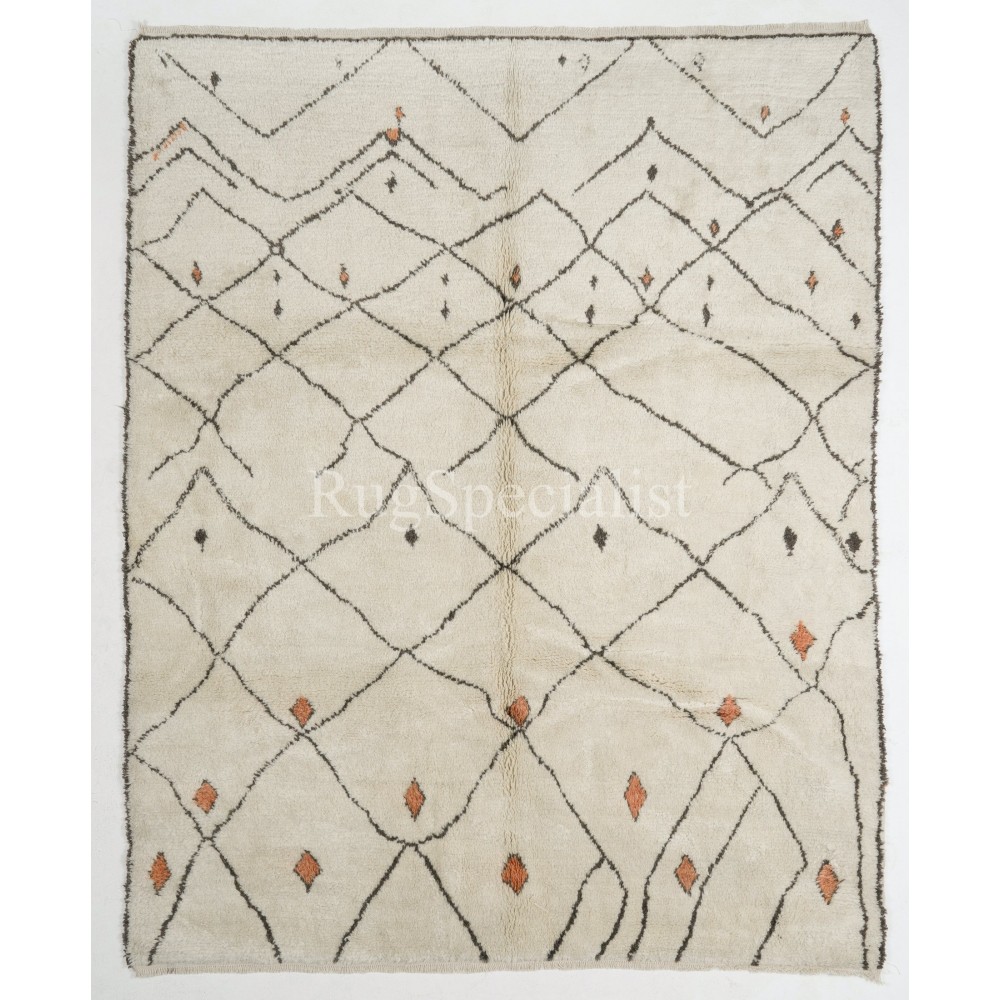 Moroccan Tulu Rug Made Of Natural Wool. Modern Hand-Knotted Carpet. Custom Options Available