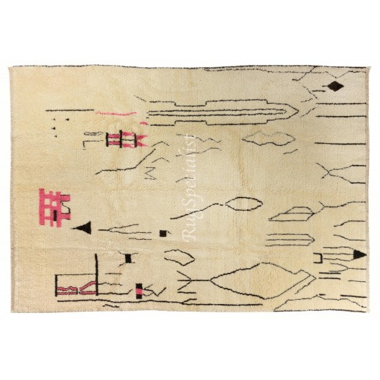 Beni Ourain Style Hand Knotted Moroccan "Tulu" Rug for Contemporary Home and Office Decor, 100% Wool Beni Ourain Style Hand Knotted Moroccan "Tulu" Rug for Contemporary Home and Office Decor, 100% Wool