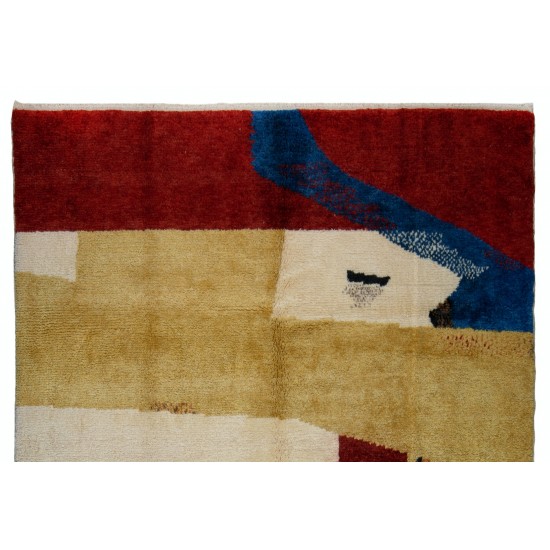  Abstract Modern Hand Knotted Rug, 100% Wool, Custom Options Available