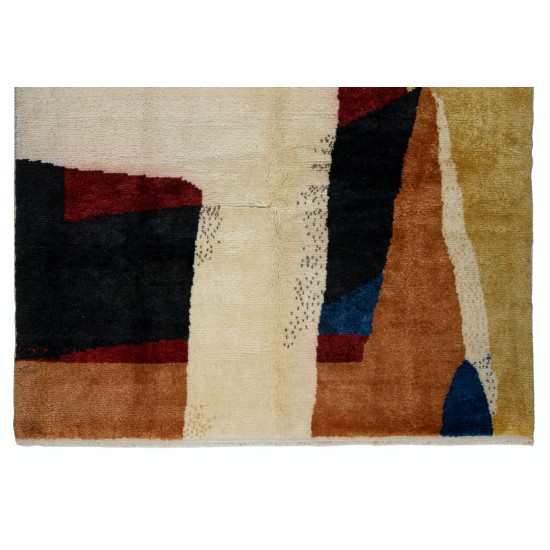  Abstract Modern Hand Knotted Rug, 100% Wool, Custom Options Available