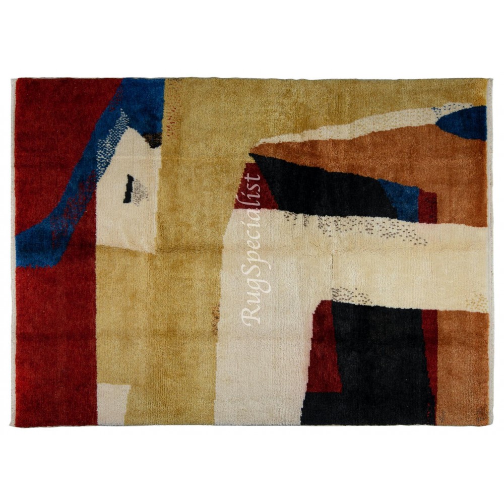 Abstract Modern Hand Knotted Rug, 100% Wool, Custom Options Available