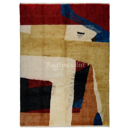  Abstract Modern Hand Knotted Rug, 100% Wool, Custom Options Available
