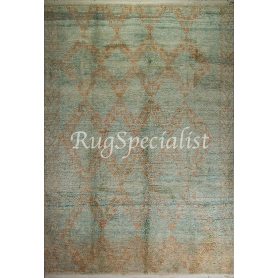 Handmade Moroccan Rug in Blue, Rust. Made-to-Order. 100% Wool Handmade Moroccan Rug in Blue, Rust. Made-to-Order. 100% Wool
