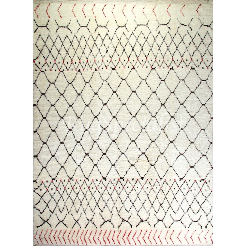 Contemporary Hand-Knotted Moroccan Rug, 100% Wool