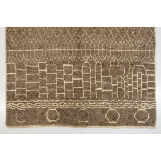 Contemporary Moroccan Rug in Latte Brown and Beige Colors Contemporary Moroccan Rug in Latte Brown and Beige Colors