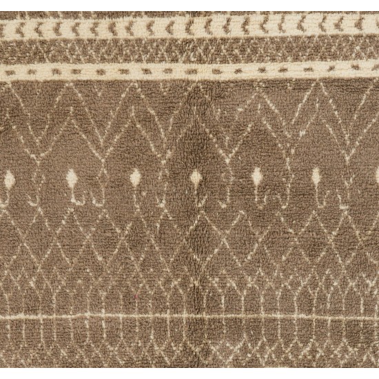 Contemporary Handmade Moroccan Rug in Latte Brown and Beige Colors