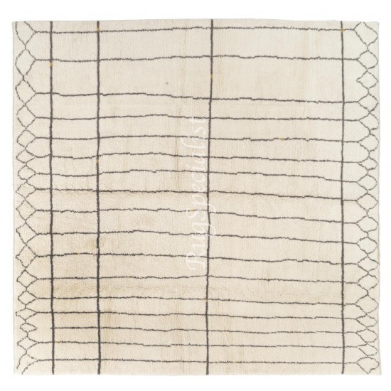 Hand-Knotted Moroccan Rug, 100% Natural Undyed Wool, Custom Options Available