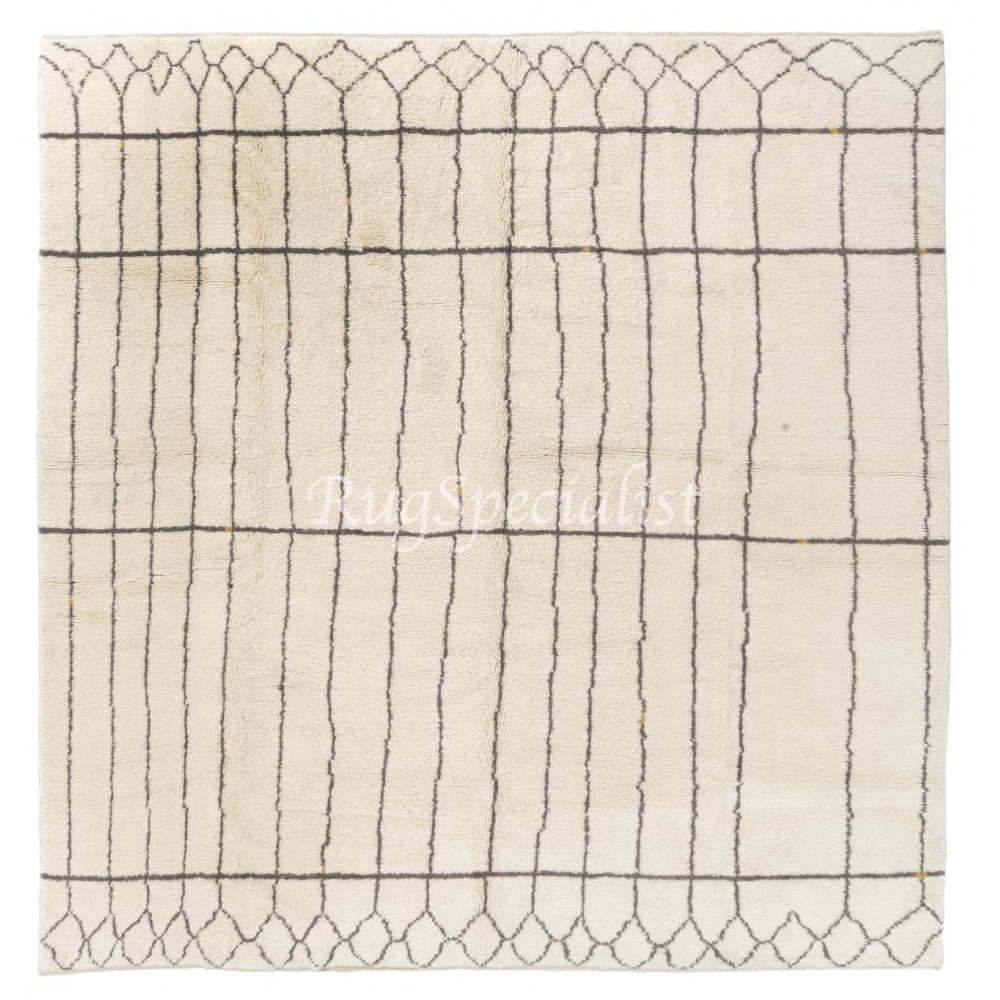 Hand-Knotted Moroccan Tulu Rug, 100% Natural Undyed Wool, Custom Options Available