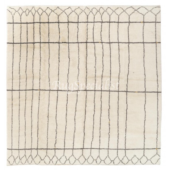 Hand-Knotted Moroccan Rug, 100% Natural Undyed Wool, Custom Options Available