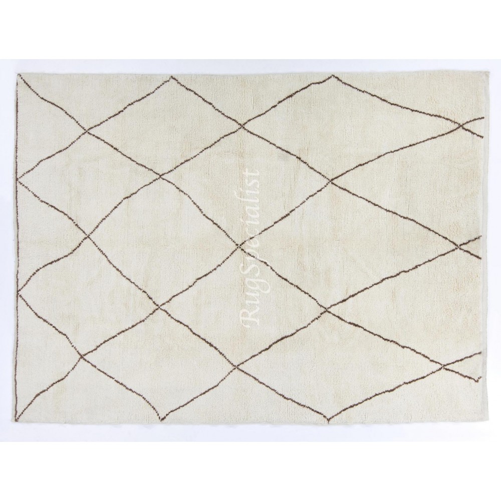 Boho Chic Moroccan Rug Made of Natural Undyed Wool