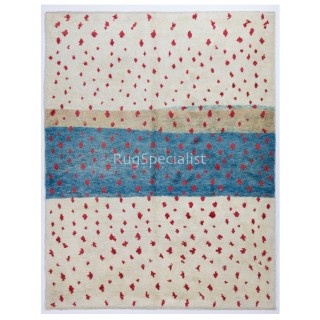 Handmade Blue, Red & Beige Tulu Rug. Premium Quality Moroccan style Carpet. All Wool