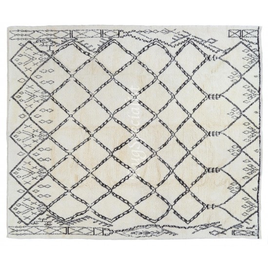 Contemporary Moroccan Rug, 100% Natural Undyed Wool