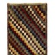 Checkered Design Anatolian Tulu Runner. Vintage Handmade Rug