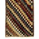 Checkered Design Anatolian Tulu Runner. Vintage Handmade Rug Checkered Design Anatolian Tulu Runner. Vintage Handmade Rug