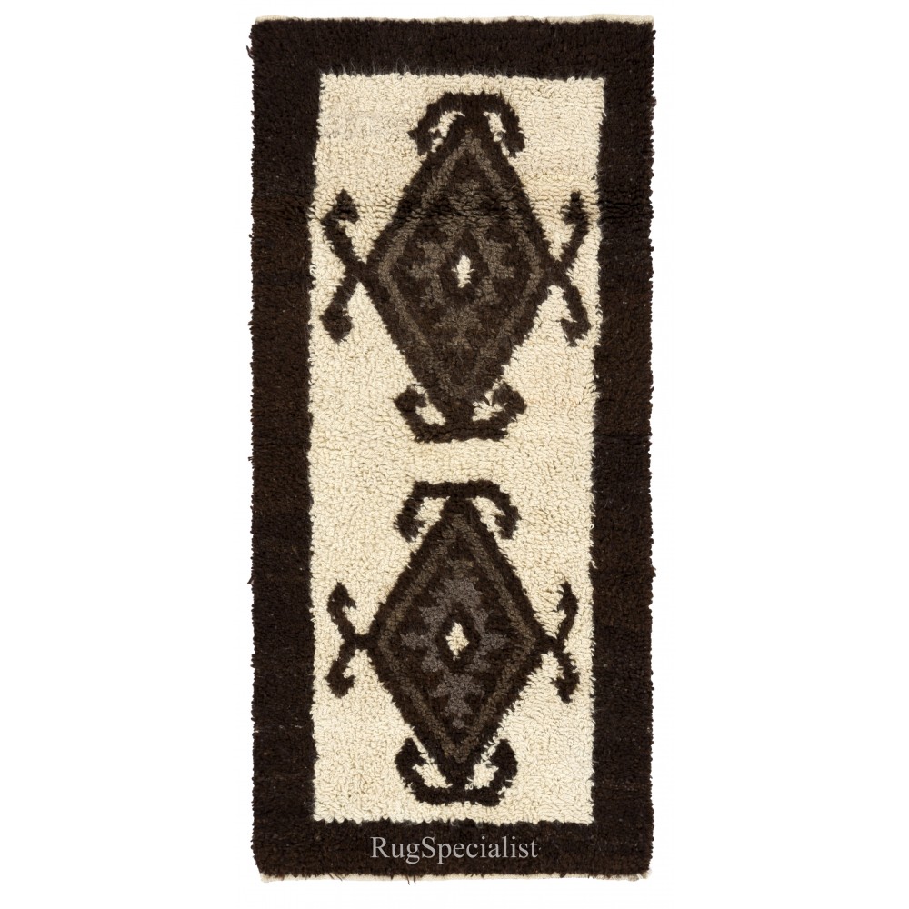 Moroccan Berber Design Hand-knotted Tulu Rug, 100% Natural Wool. Beni Ourain Carpet