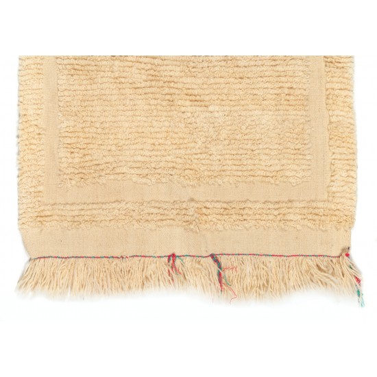 Plain Solid Vintage Minimalist Tulu Rug, 100% Soft Natural Wool. Custom Options Available