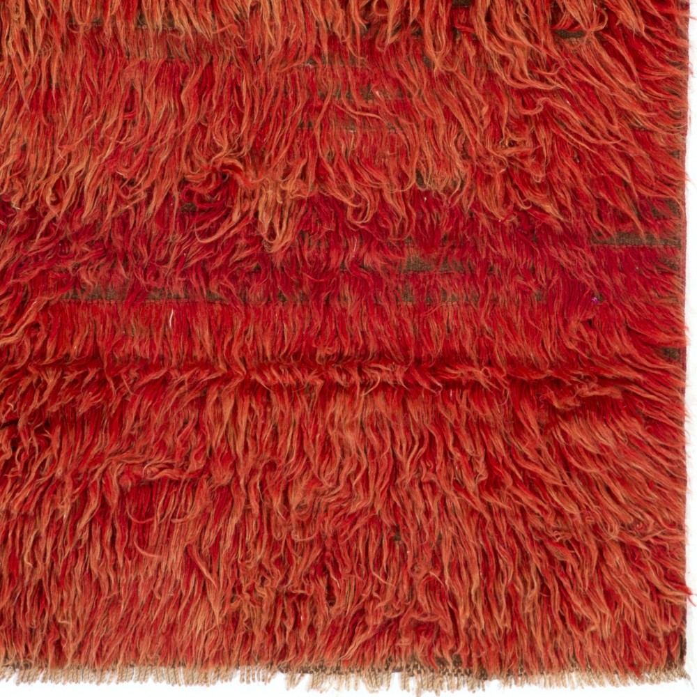 Solid Red Color Handmade Tulu Rug, 100% Wool. Custom Options Available
