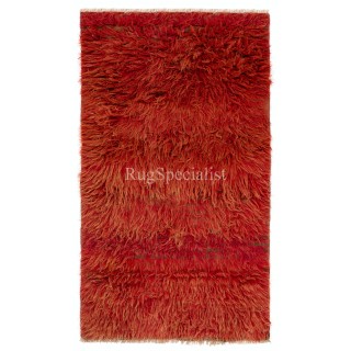 Solid Red Color Handmade Tulu Rug, 100% Wool. Custom Options Available