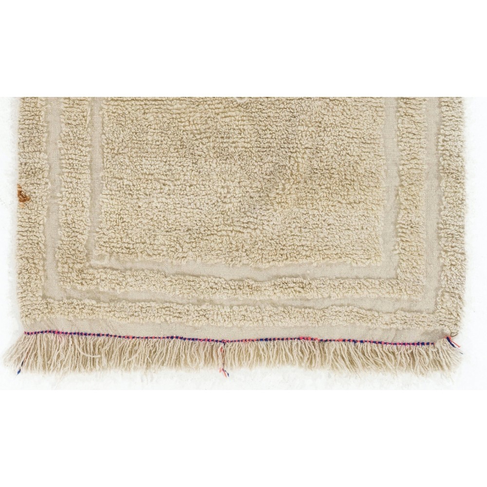 Minimalist Vintage Turkish "Tulu" Rug made of Natural Undyed Wool