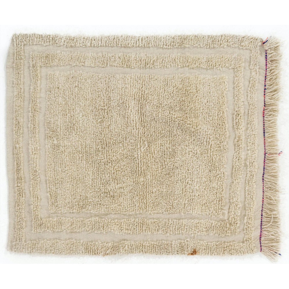 Minimalist Vintage Turkish "Tulu" Rug made of Natural Undyed Wool