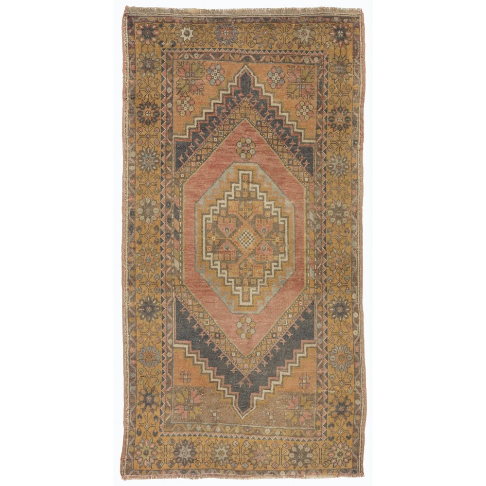Vintage Handmade Turkish Village Rug with Subtle Colors, Soft Wool Pile