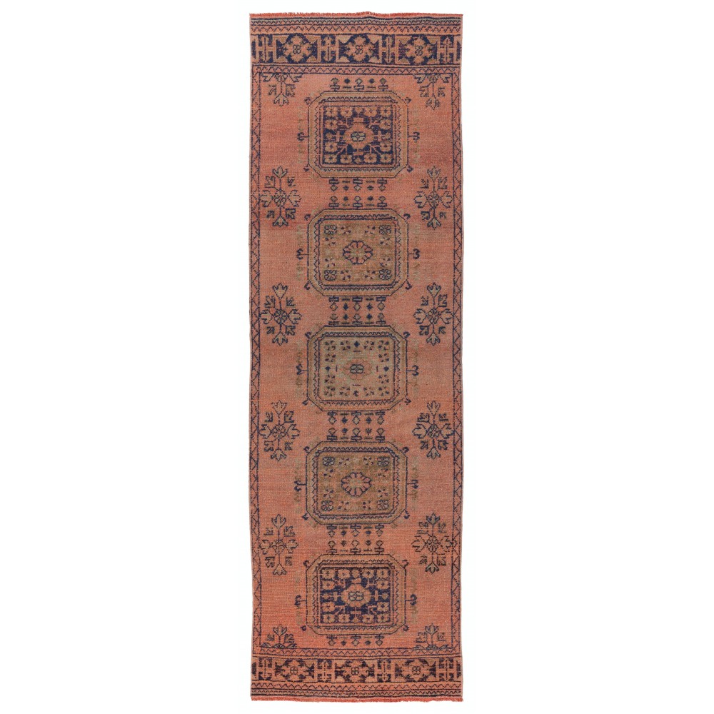 One of a Pair Handmade Anatolian Runner Rug. Vintage Wool Hallway Carpet