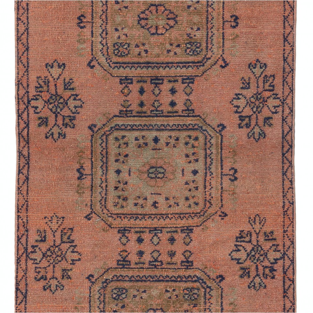 One of a Pair Handmade Anatolian Runner Rug. Vintage Wool Hallway Carpet