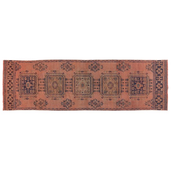 Authentic Anatolian Runner Rug. One of a kind Wool Hallway Carpet.