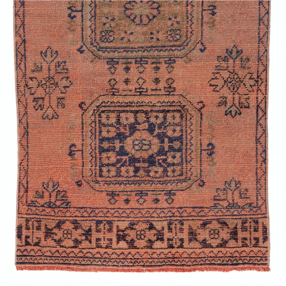 One of a Pair Handmade Anatolian Runner Rug. Vintage Wool Hallway Carpet